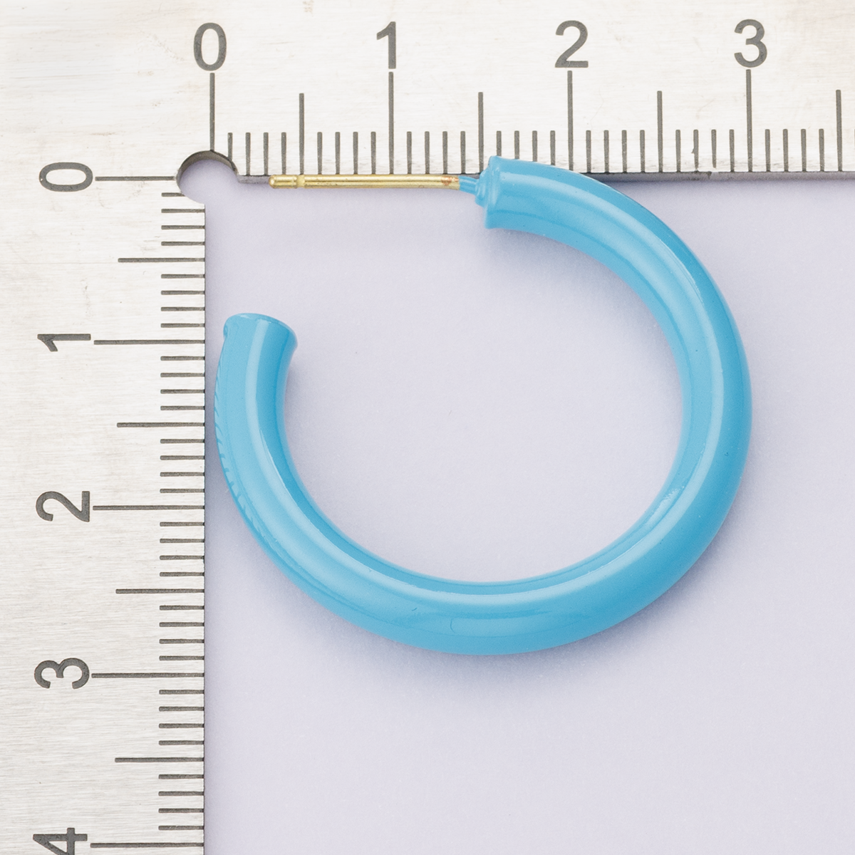 14K Gold Filled 30mm Blue Enamel C-Shaped Hoop Earrings | AD-00380