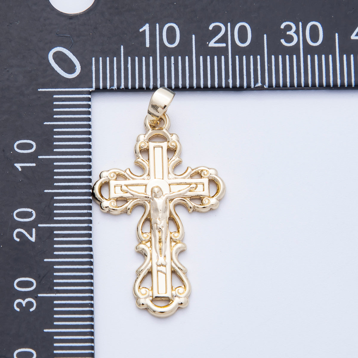 16K Gold Filled 30mm Crucifix Religious Cross Pendant | Charms-00213