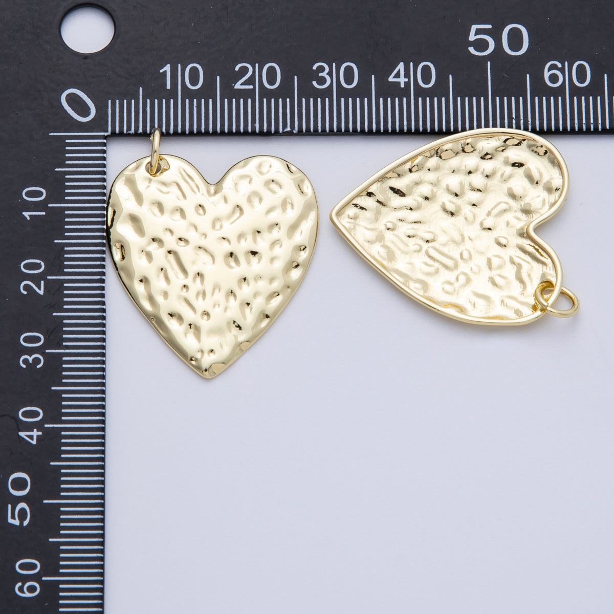 14K Gold Filled 30.5mm Hammered Heart Charm | Charms-00061
