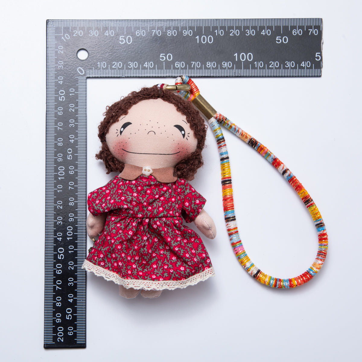 Fabric Plush 300mm Red Flower and Checkered Outfit Couple Keychain | WB-00059 & WB-00064