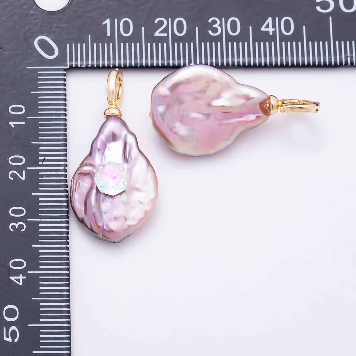 18K Gold Filled 30mm Purple Baroque Freshwater Pearl Pendant | Charms-01570