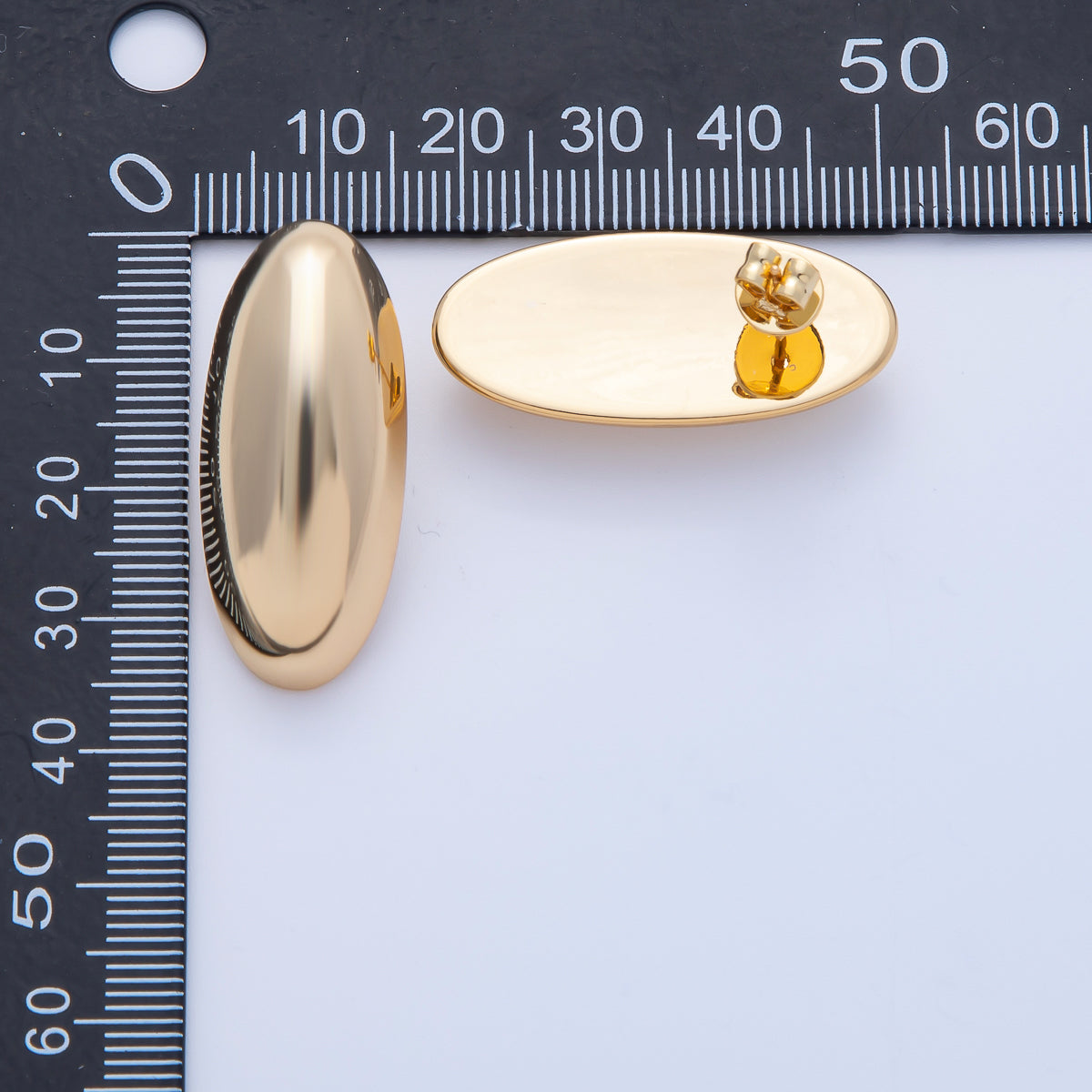 18K Gold Filled 33mm Oval Dome Stud Earrings | AE625