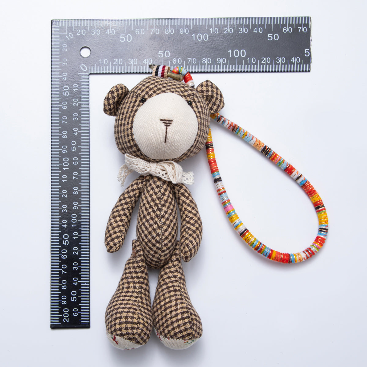 Fabric Doll 350mm Colorful Vintage Lace Bow Teddy Bear Friendship Keychain | WB-00049 ~ WB-00051