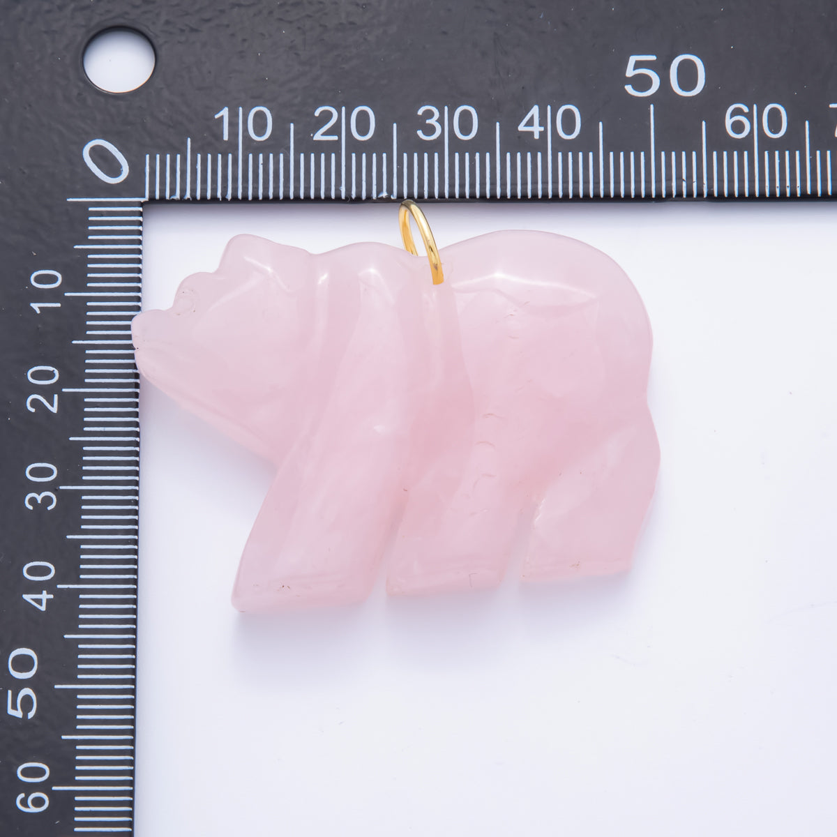 18K Gold Filled 35mm Aventurine, Rose Quartz, Clear Quartz, Carnelian Bear Animal Gemstone Charm | AH930 AH931