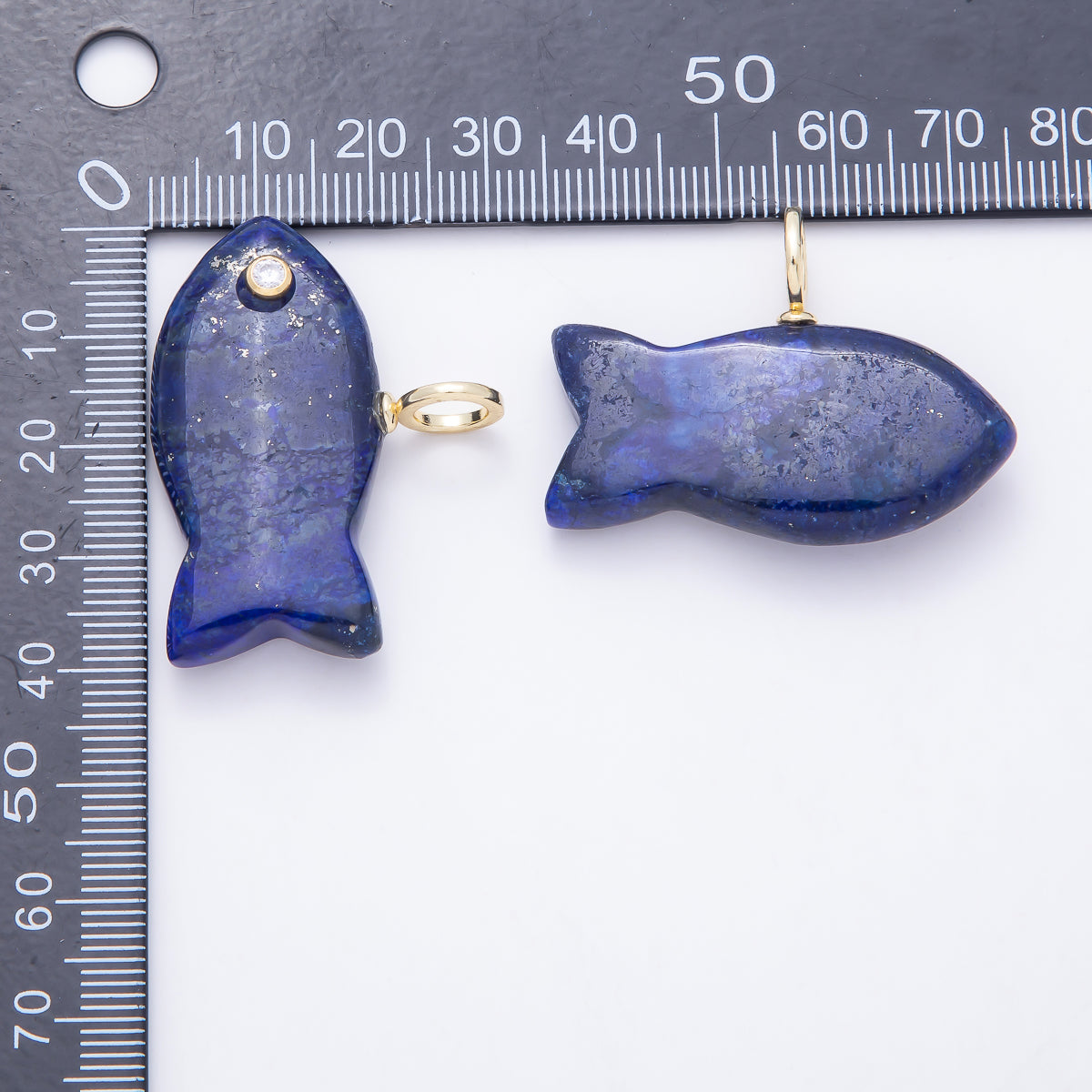 SUMMER 16K Gold Filled 40mm CZ Gemstone Fish Charm | Charms-01594