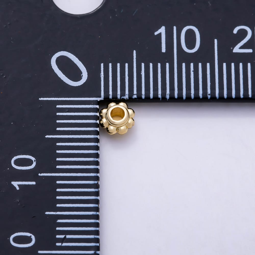 16K Gold Filled 4mm Flower Petal Beaded Rondelle Spacer Bead | Beads-00587