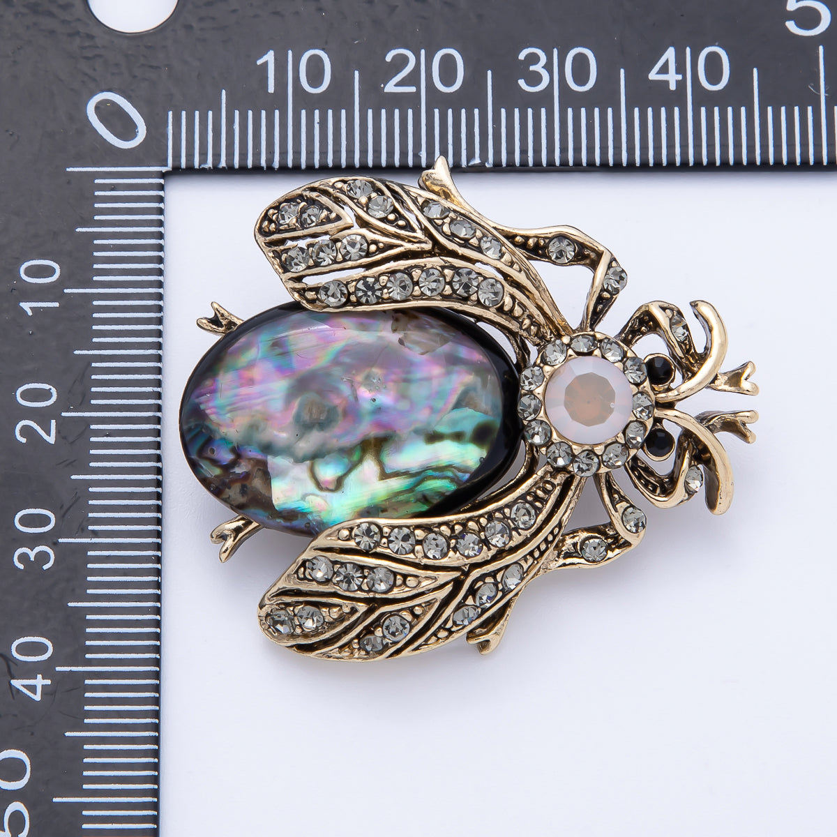 Vintage Gold 42mm x 38mm Orange, Black Rhinestone Insect Animal Pin Brooch | BH-033 BH-034