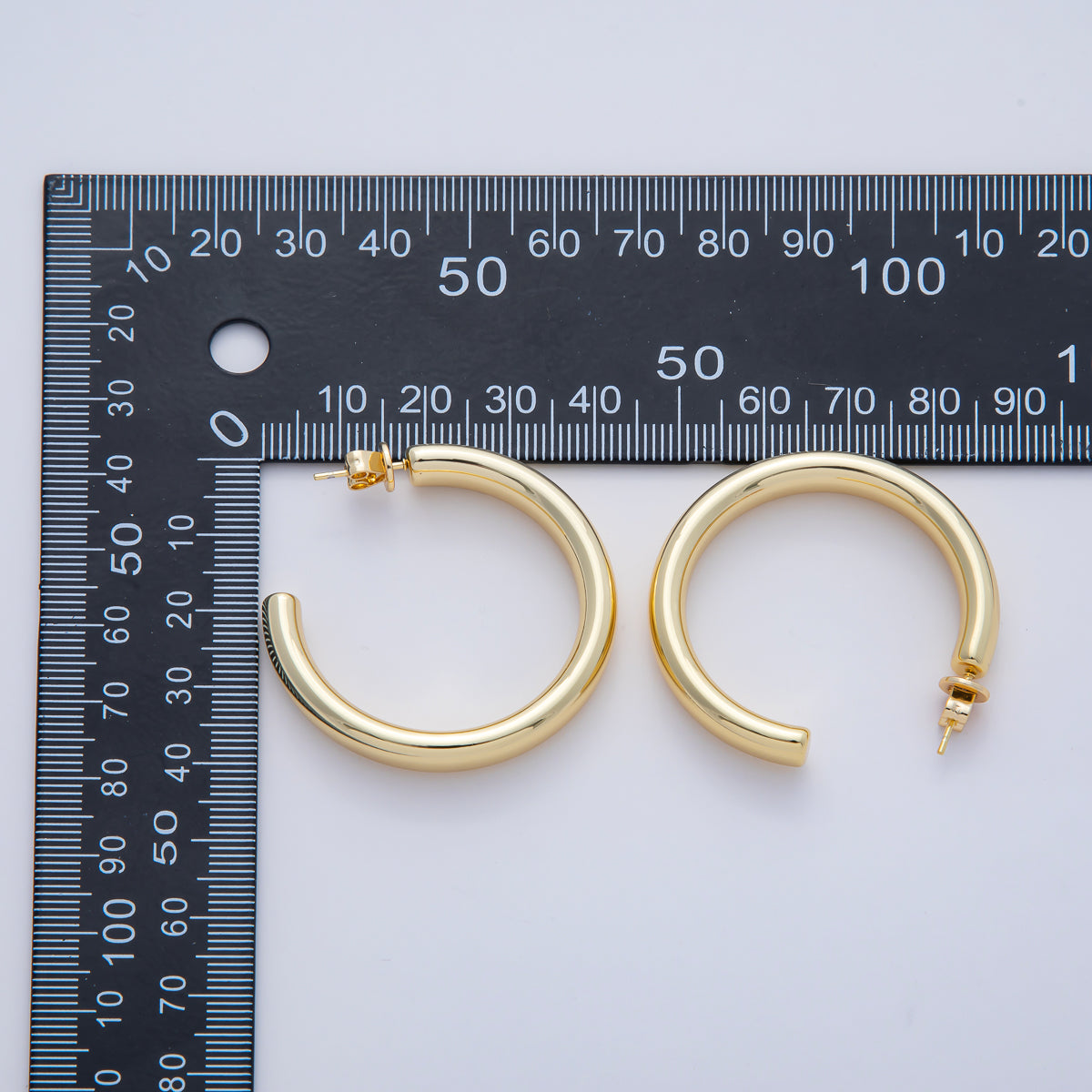 18K Gold Filled 40mm Minimalist C-Shaped Hoop Earrings | AD1652