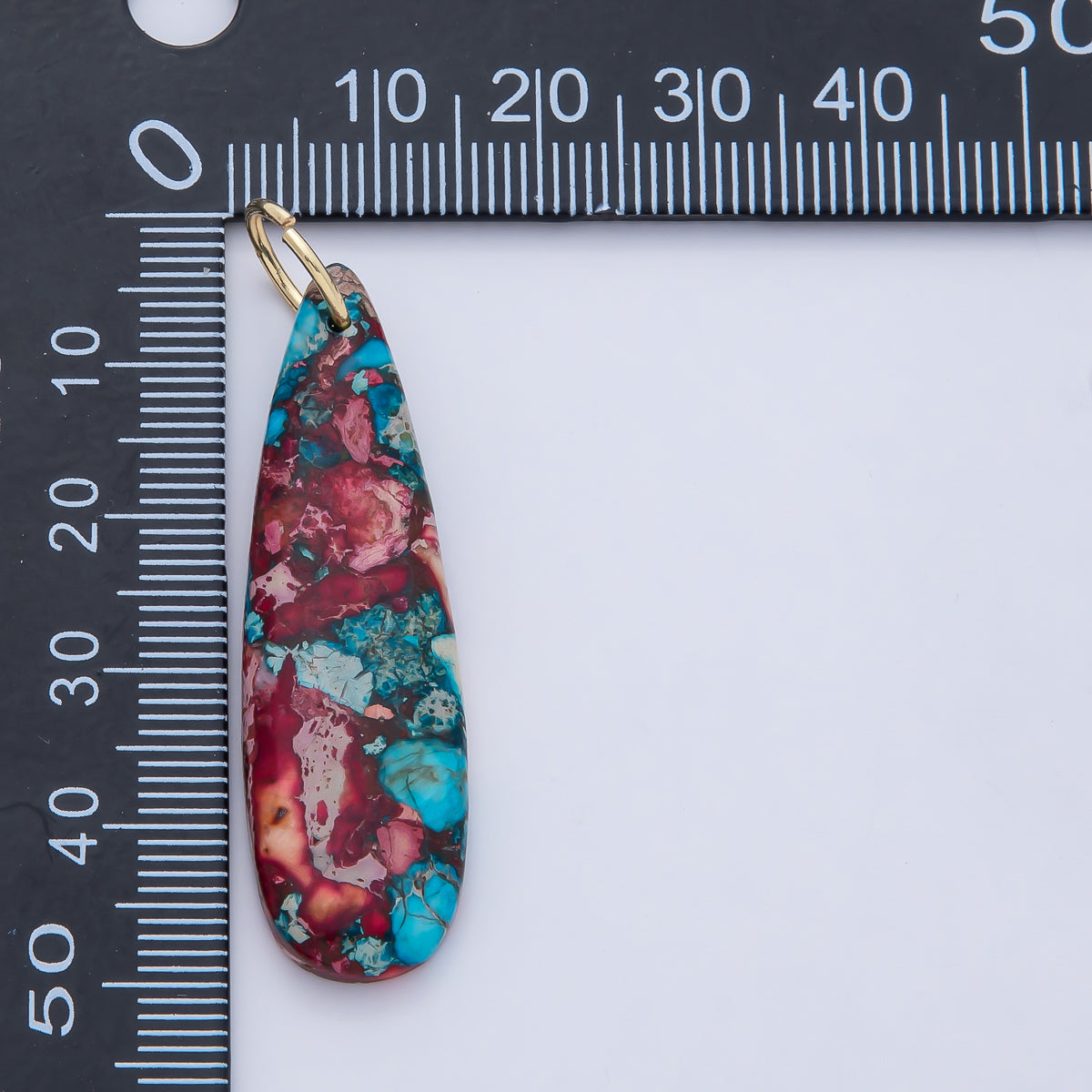 18K Gold Filled Lagoon Jasper, Charoite Teardrop Gemstone Charm | AF1592