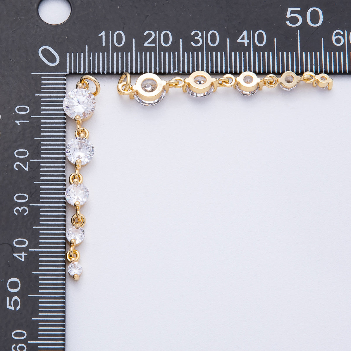 18K Gold Filled 46mm Clear Round CZ Gradient Connector | AK119