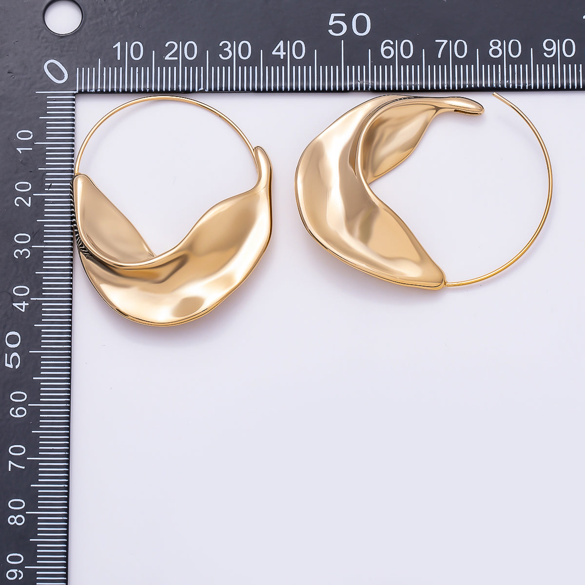 Stainless Steel 45mm Minimalist Geometric Foil Circular Round Hoop | Earrings-0015