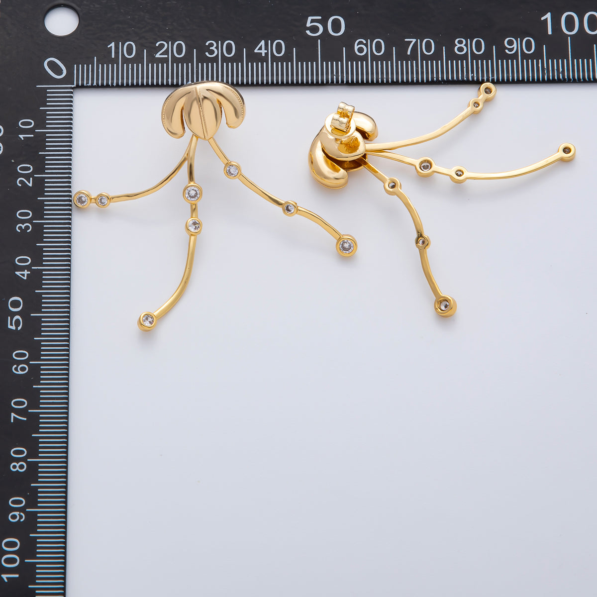 18K Gold Filled Clear CZ Jellyfish Drop Stud Earrings | AD1606