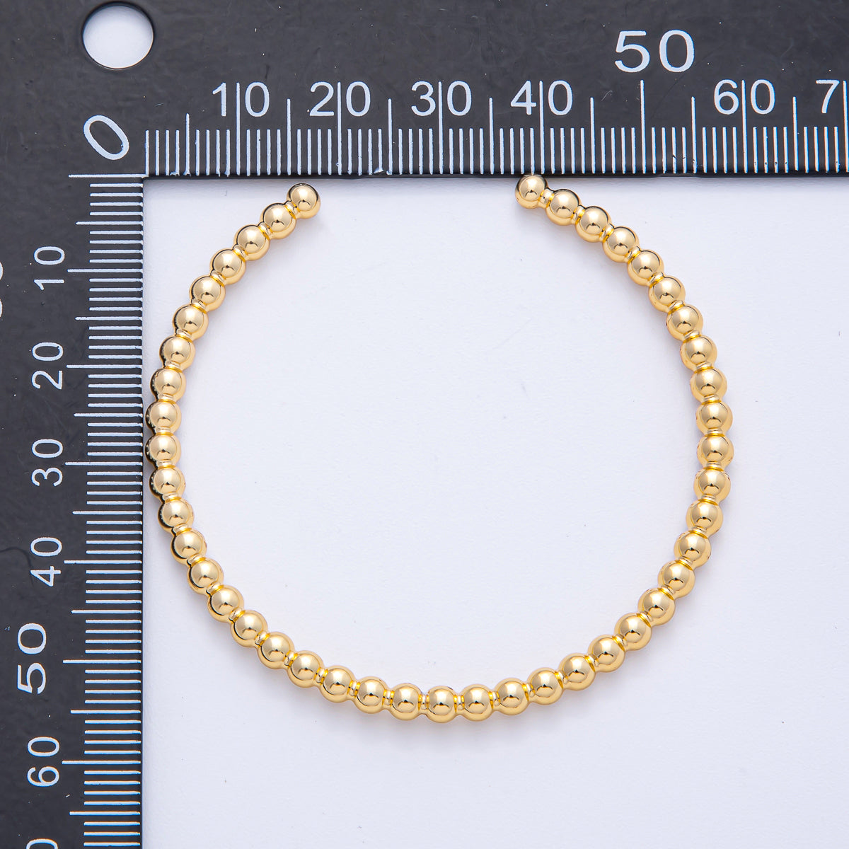 18K Gold Filled 3.5mm Round Beaded Bubble Cuff Bracelet | WA-3861