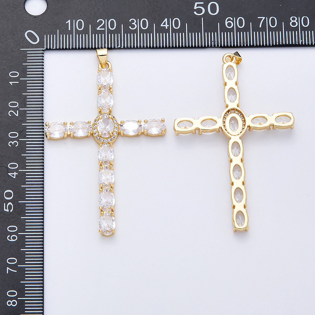 16K Gold Filled 57mm Clear, Black, Multicolor Oval Micro Paved CZ Religious Pendant | Charms-00159 ~ Charms-00161