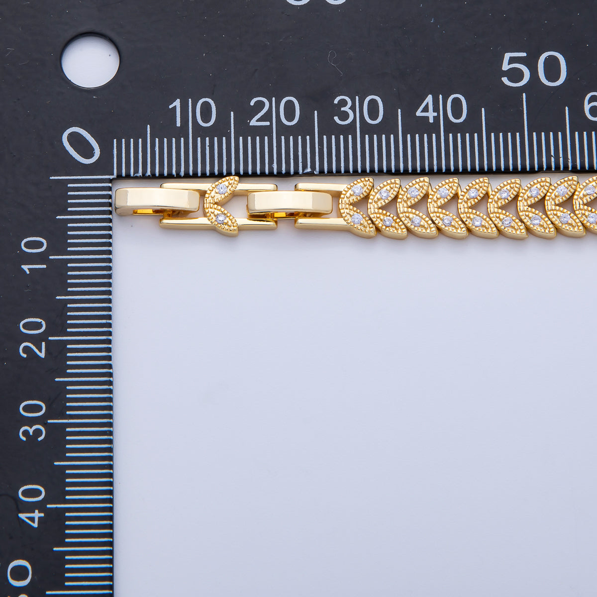 18K Gold Filled Micro Paved CZ Feather Heart Adjustable 7 Inch Chain Bracelet | WA-3888