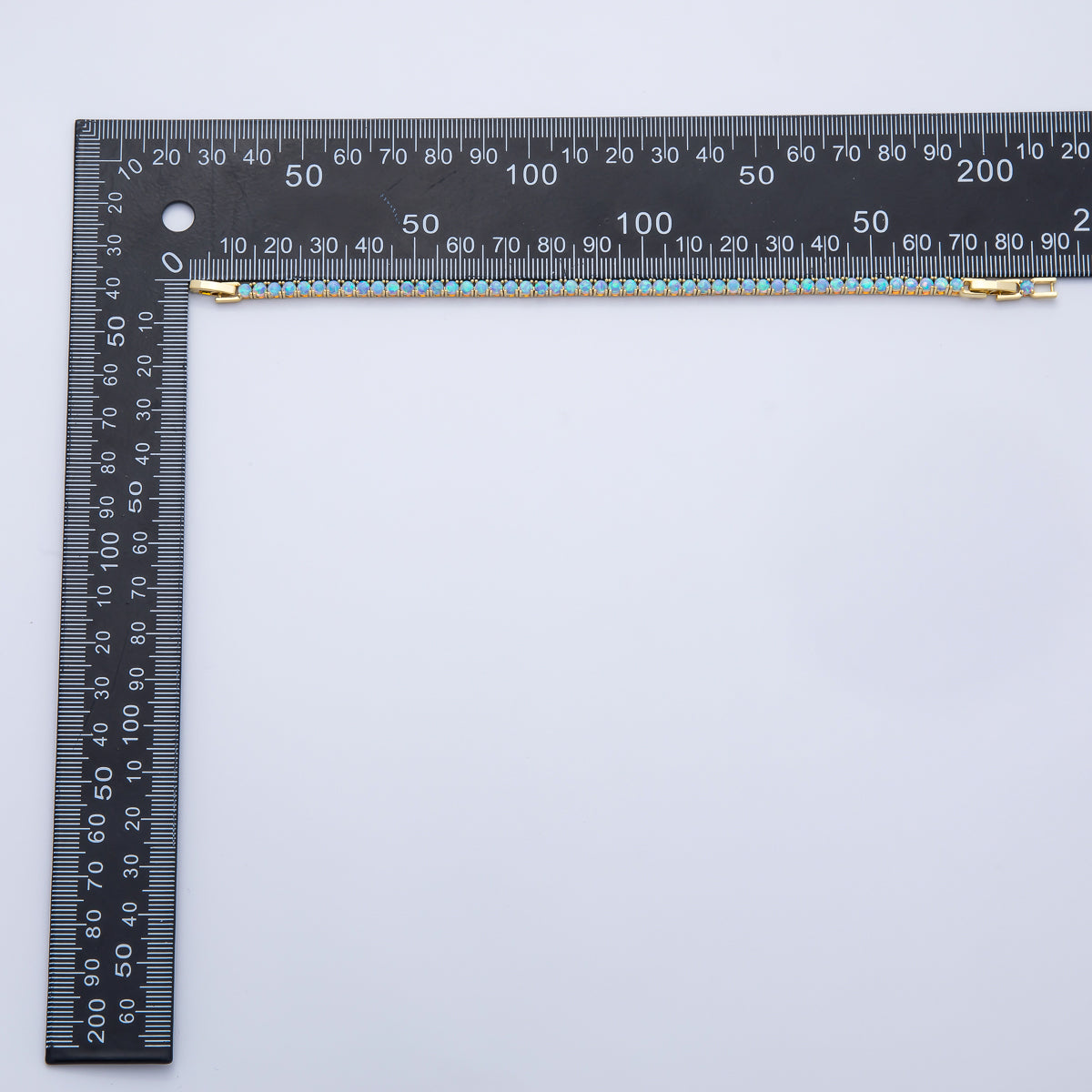 18K Gold Filled 4.5mm Blue Opalite Tennis Chain Adjustable Bracelet | WA-3966