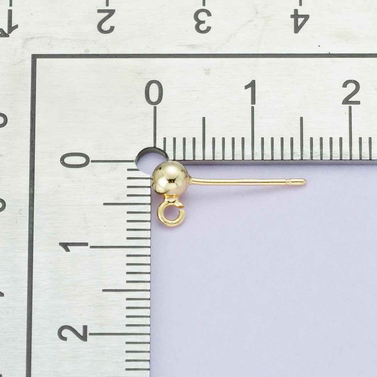 18K Gold Filled 3.8mm Minimalist Round Ball Open Loop Drop Stud Earrings | Findings-00111