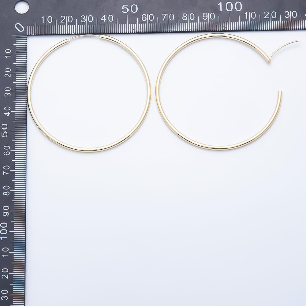 16K Gold Filled 60mm Minimalist Classic Sleeper Earring Large Circle Hoop in Gold & Silver | Earrings-01251 Earrings-01252