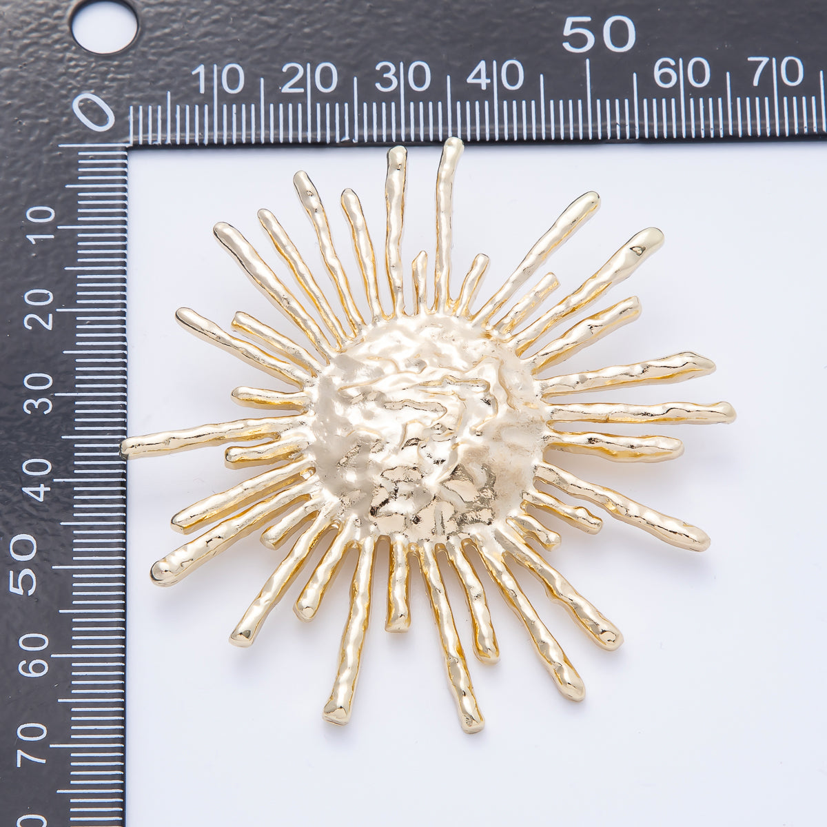 Gold Hammered Celestial Sun Pin Brooch | BH-032