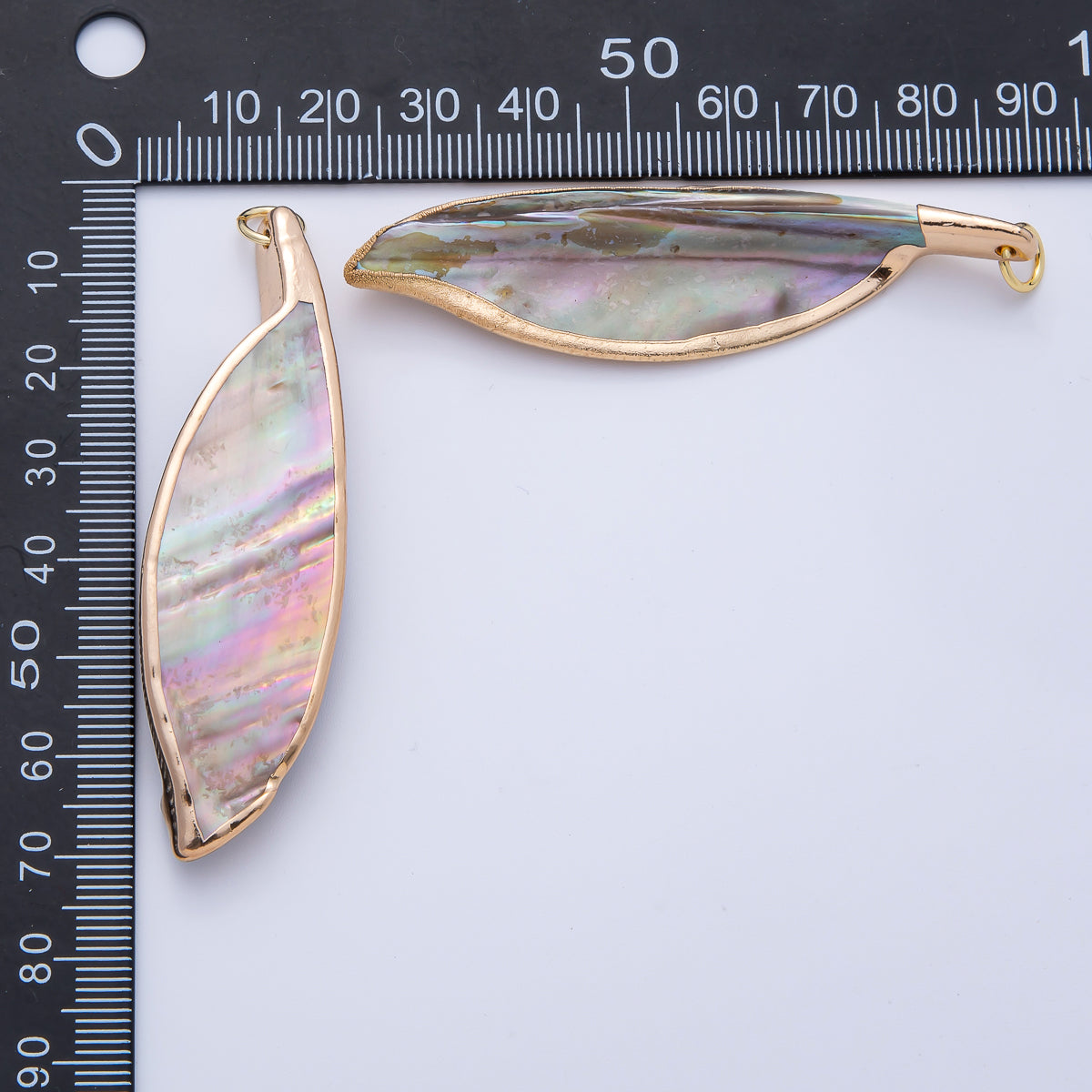 18K Gold Filled 67mm Mother of Pearl Curved Geometric Pendant | AK063