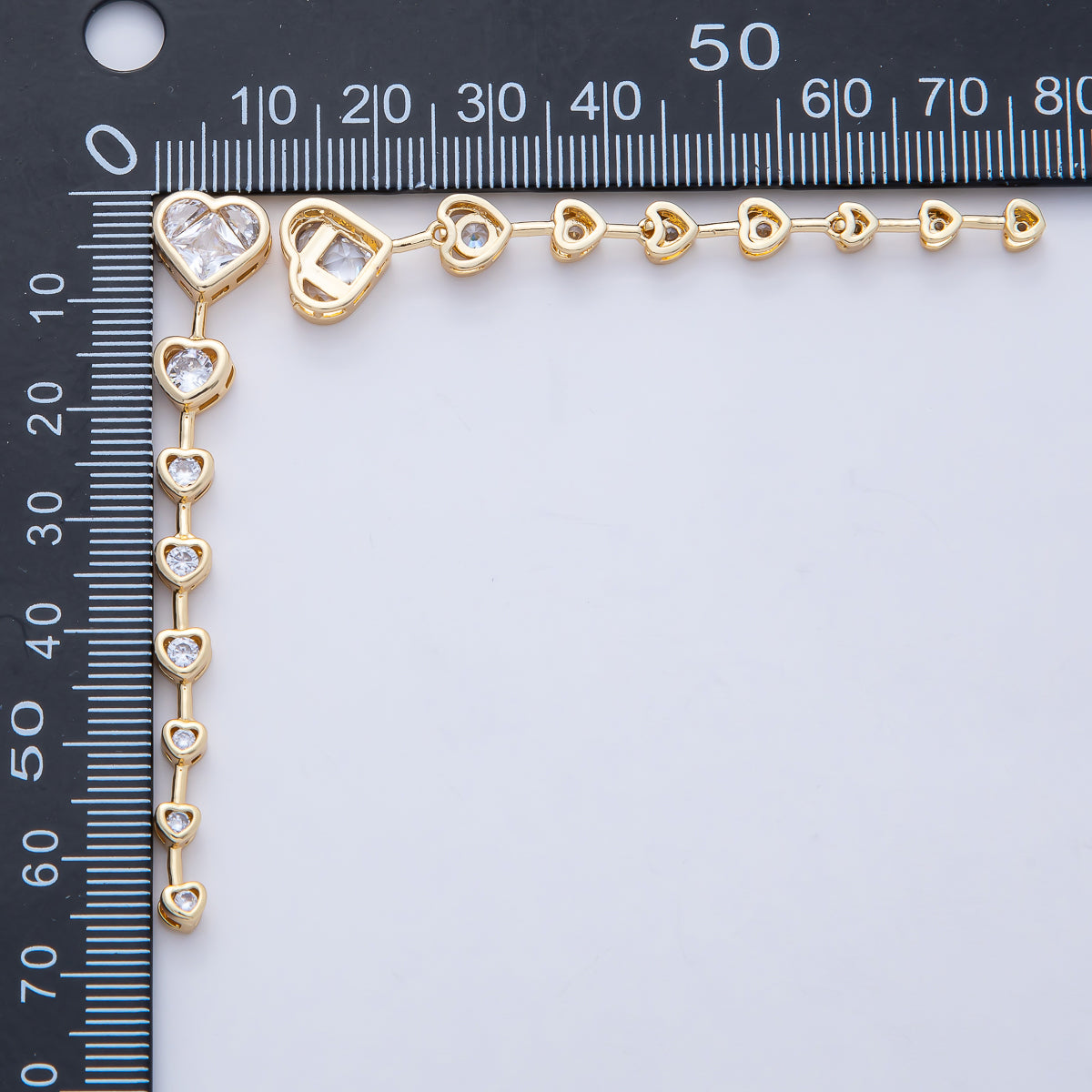 18K Gold Filled Clear, Multicolor Heart CZ Bezel Gradient Drop Bead | B419