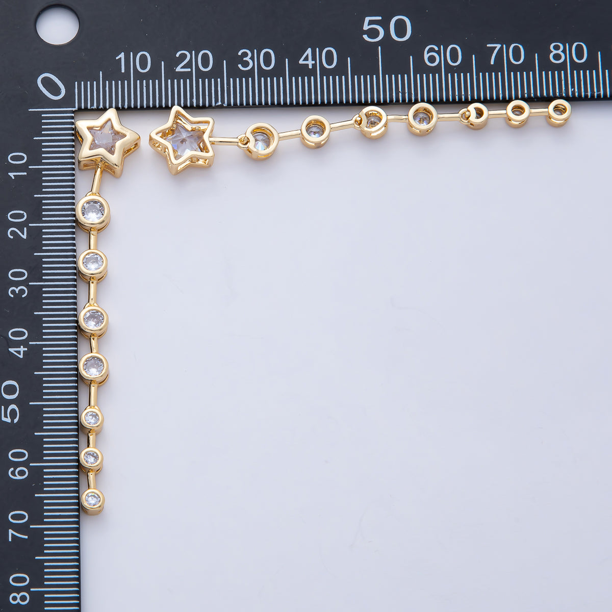 18K Gold Filled Star Round Clear CZ Bezel Drop Bead | B428