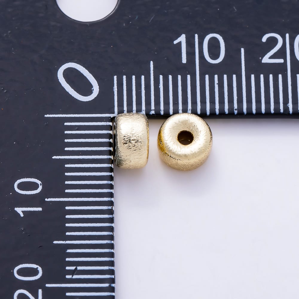 16K Gold Filled 6mm Textured Donut Puffed Rondelle Spacer Bead | Beads-00590