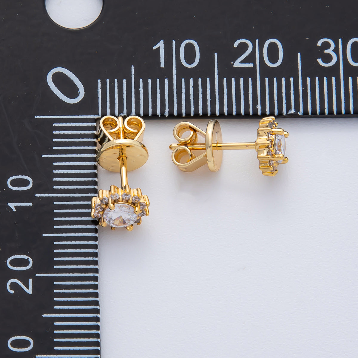18K Gold Filled 7mm Clear CZ Celestial Sun Flower Stud Earrings | AD1620