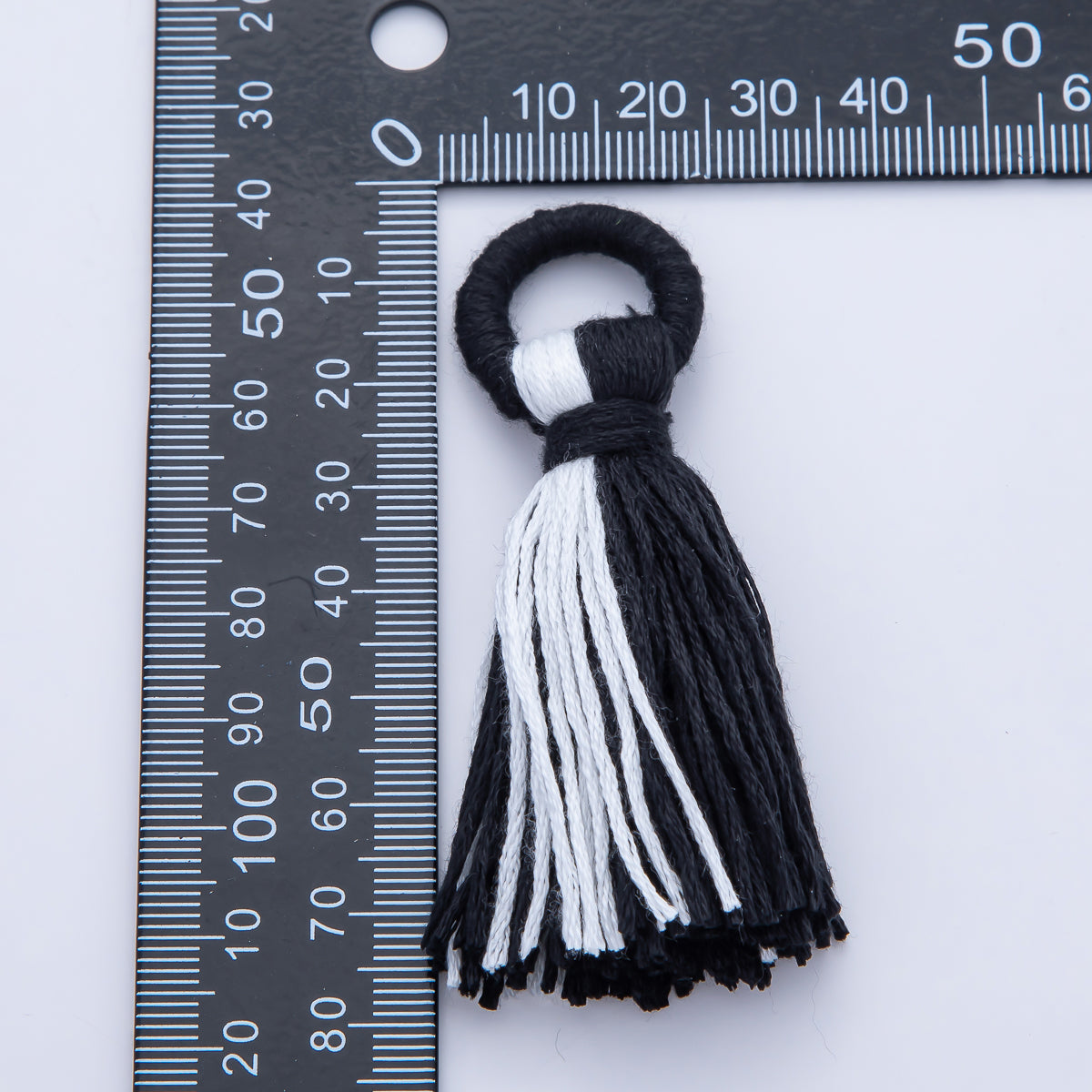 74mm Black & White Cotton Tassel Fringe Finding | Z1653