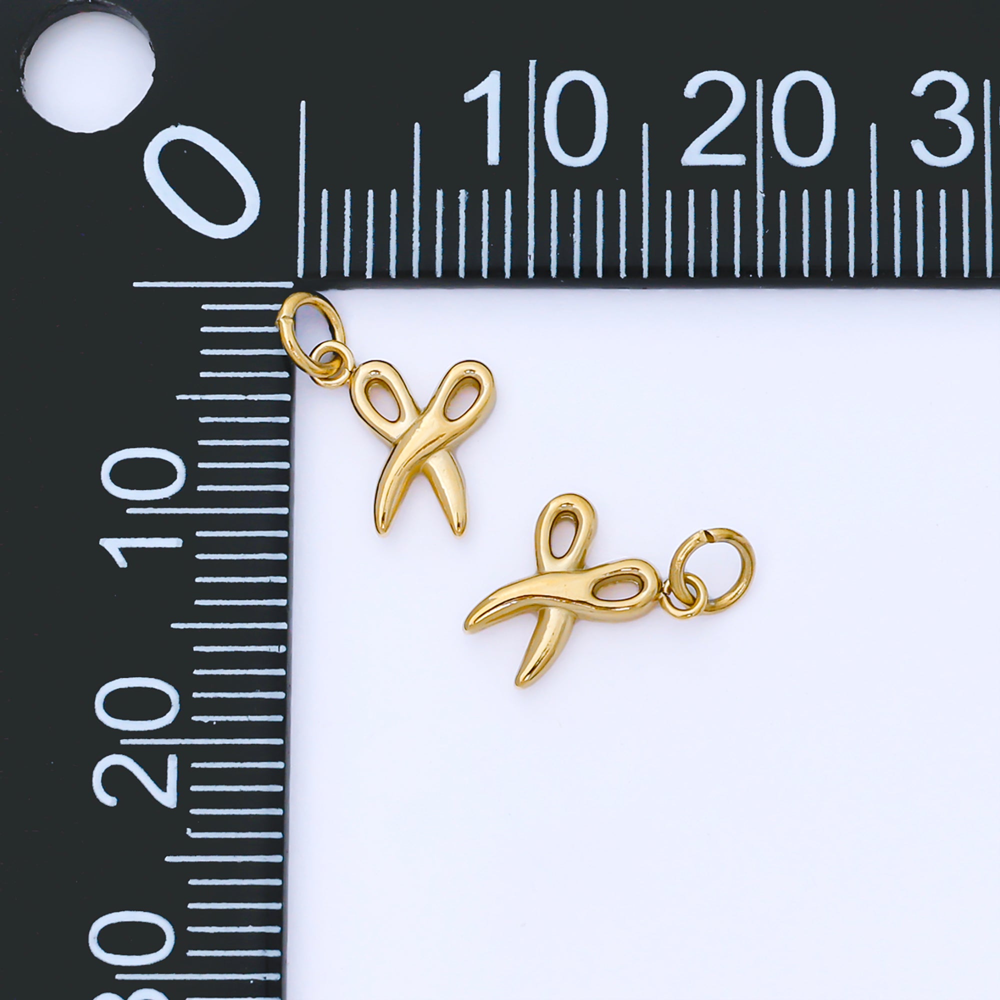 PVD Gold Stainless Steel 8.5mm Tiny Scissor Charm Tools Pendant | J542