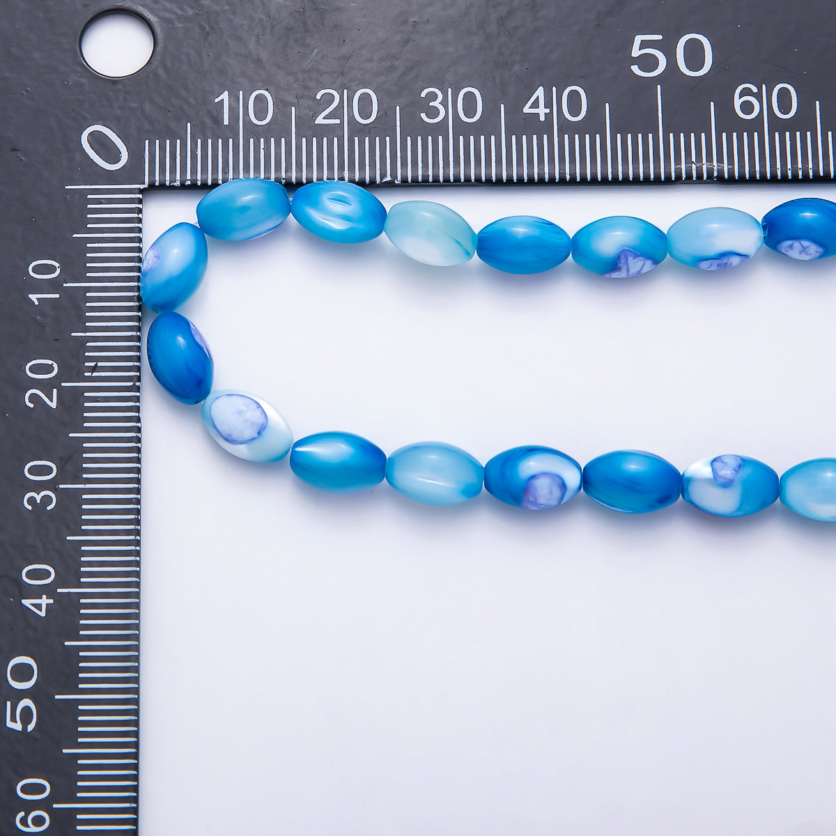 8.8mm x 6mm Blue Cats Eye Pebble Natural Gemstone Bead Strand Finding | WA-02177