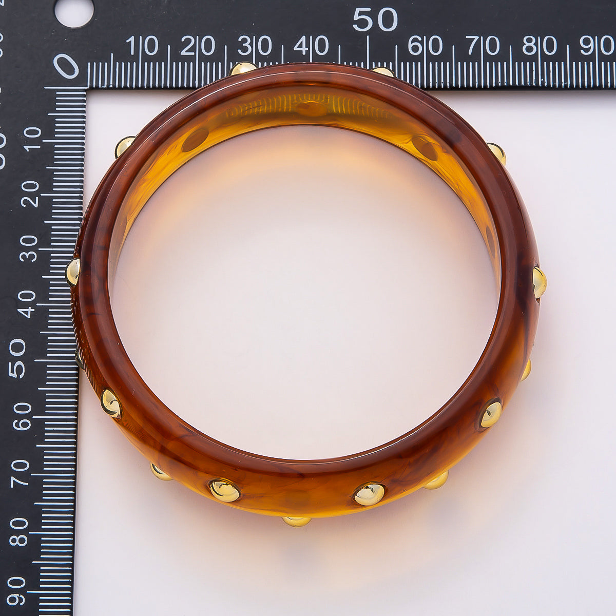 Brown, White, Red, Orange, Blue, Pink, Green, Teal Round Dotted Wide Acrylic Resin Bangle Bracelet | WA-04431 ~ WA-04438