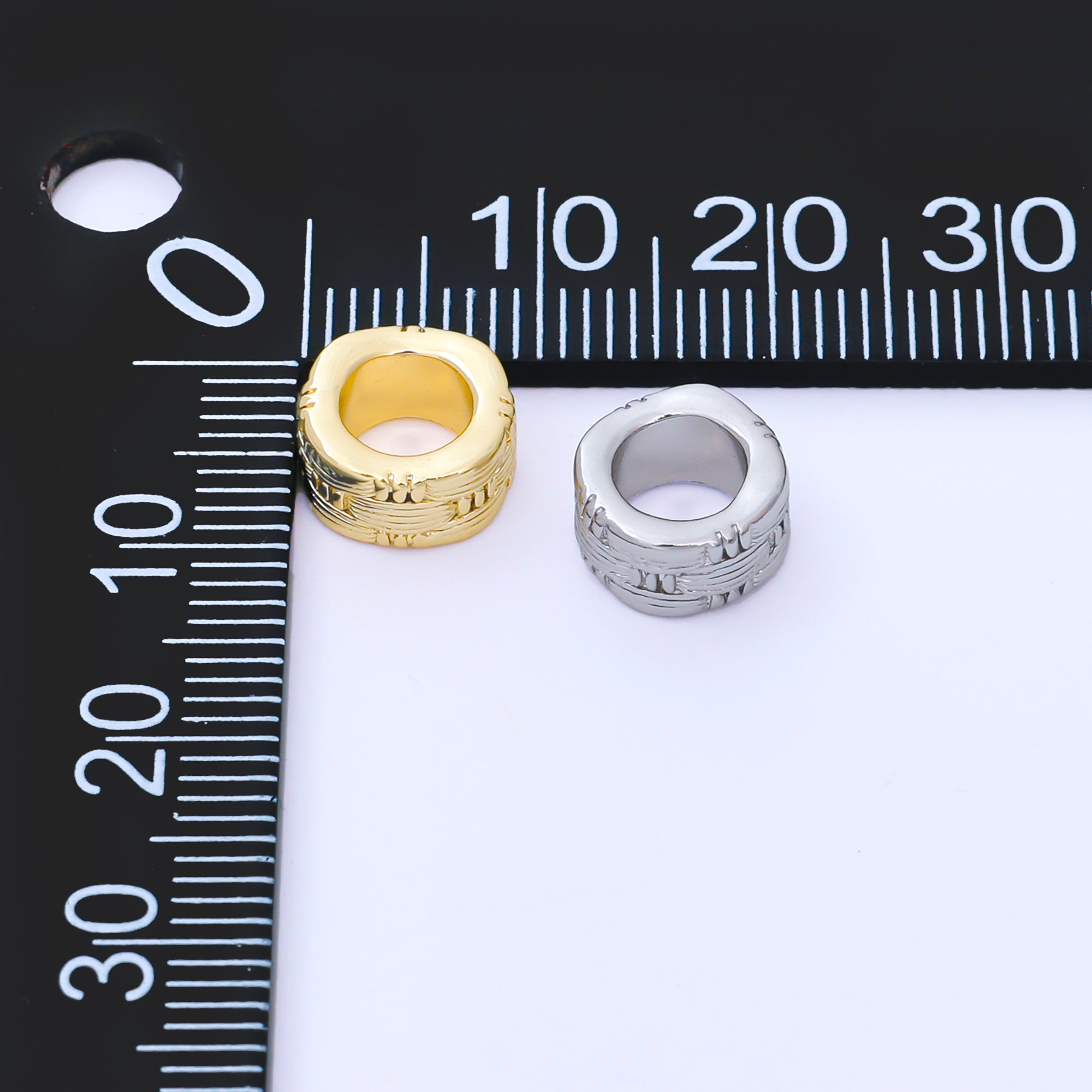 24K Gold Filled 9mm Woven Rondelle Spacer Bead | B493