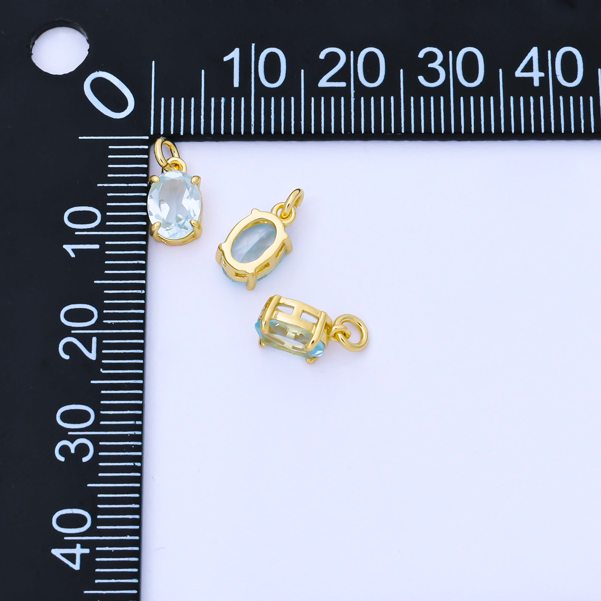 14K Gold Filled Baby Blue CZ Oval Minimalist Add-On Charm | AC841