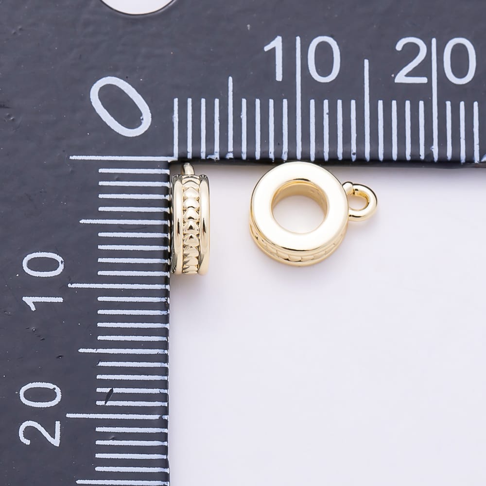 16K Gold Filled 9.5mm Braided Lined Drop Rondelle Bail Findings in Gold & Silver | Findings-00668 Findings-00669