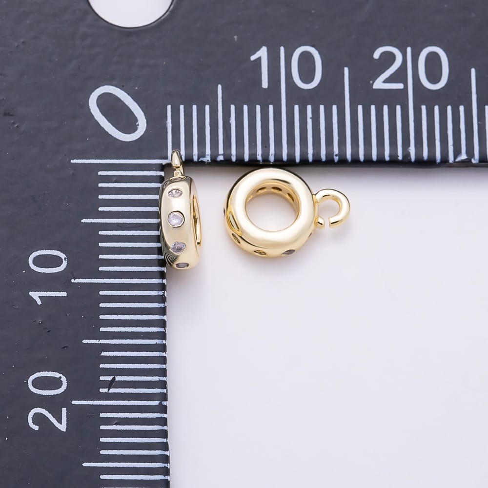16K Gold Filled 10mm Clear CZ Dotted Rondelle Bail Findings in Gold & Silver | Findings-00646 Findings-00647