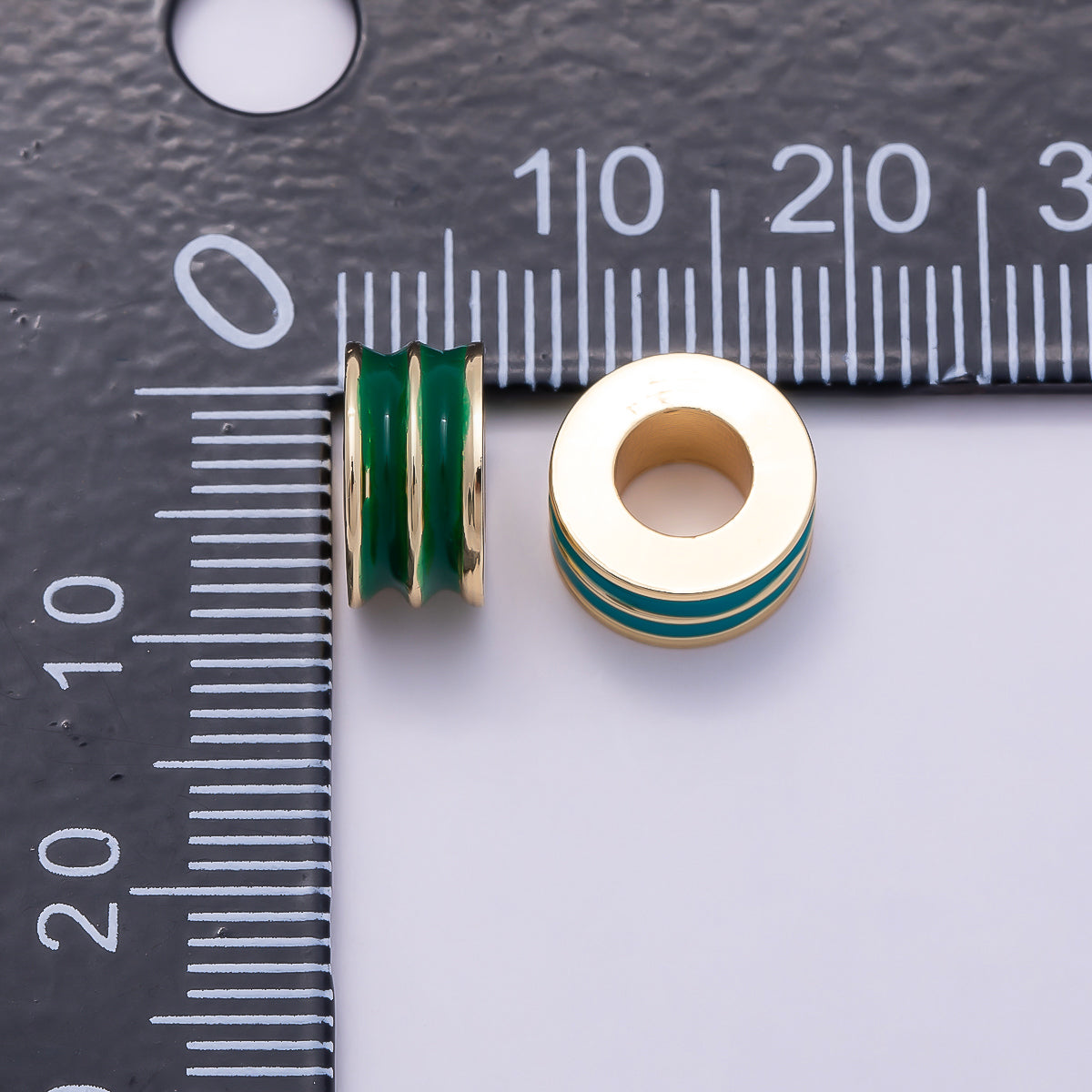 16K Gold Filled 10mm Enamel Double Lined Rondelle Spacer Beads | Beads-00327 ~ Beads-00338