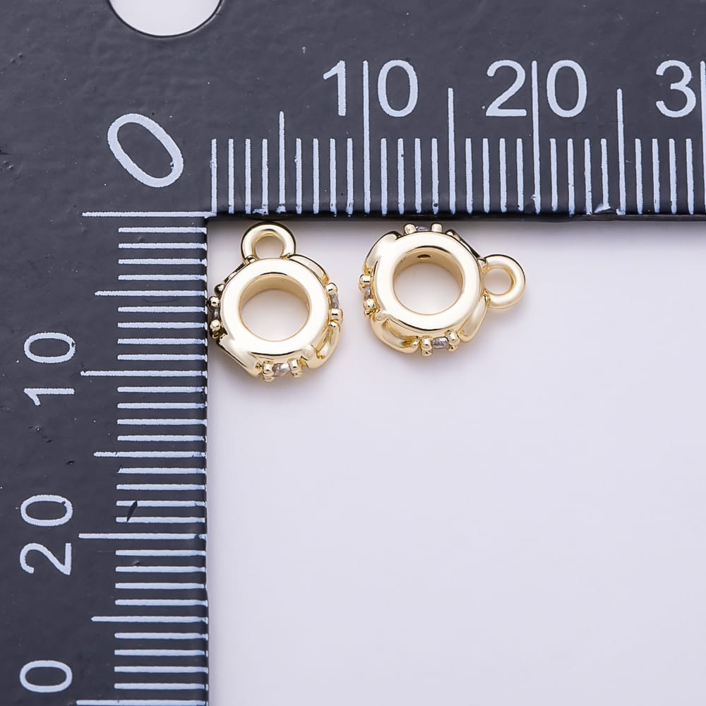 16K Gold Filled 10mm Clear CZ Celestial Crescent Moon Drop Rondelle Bail Findings in Gold & Silver | Findings-00640 Findings-00641