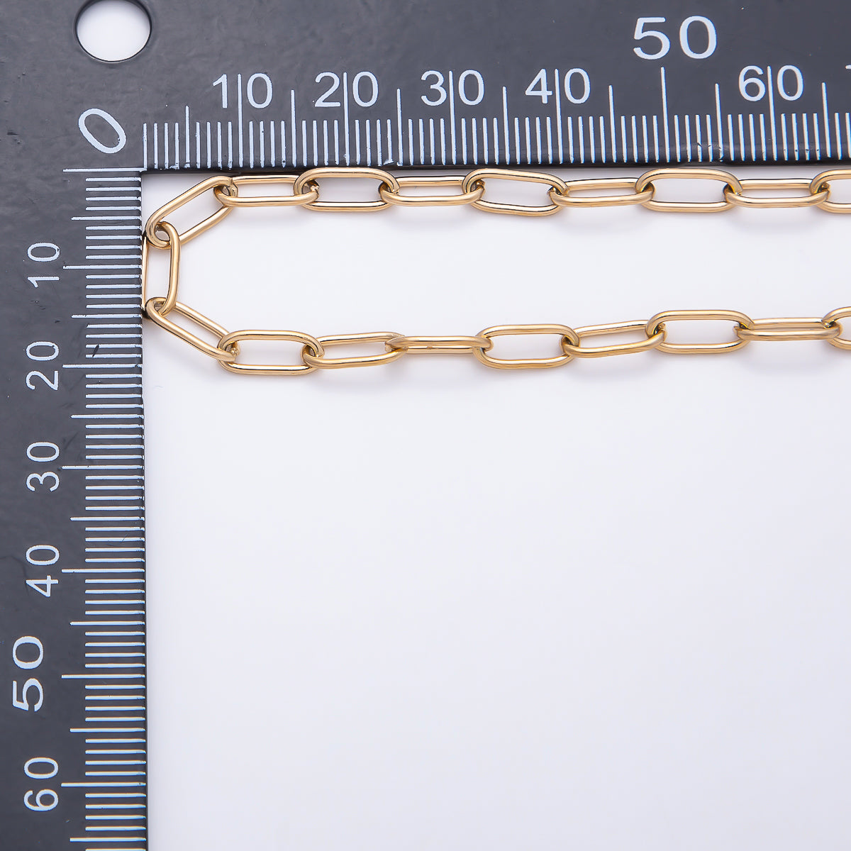 PVD Gold Stainless Steel 10mm x 4mm Minimalist Paperclip Unfinished Chain by Yard | Roll-01889
