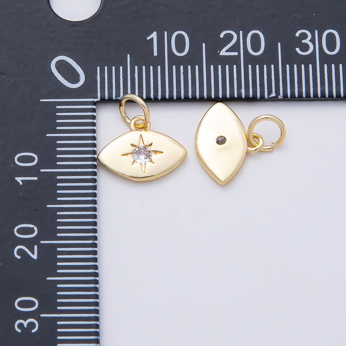 16K Gold Filled 9mm Clear CZ North Star Navette Mini Charm | Charms-01112