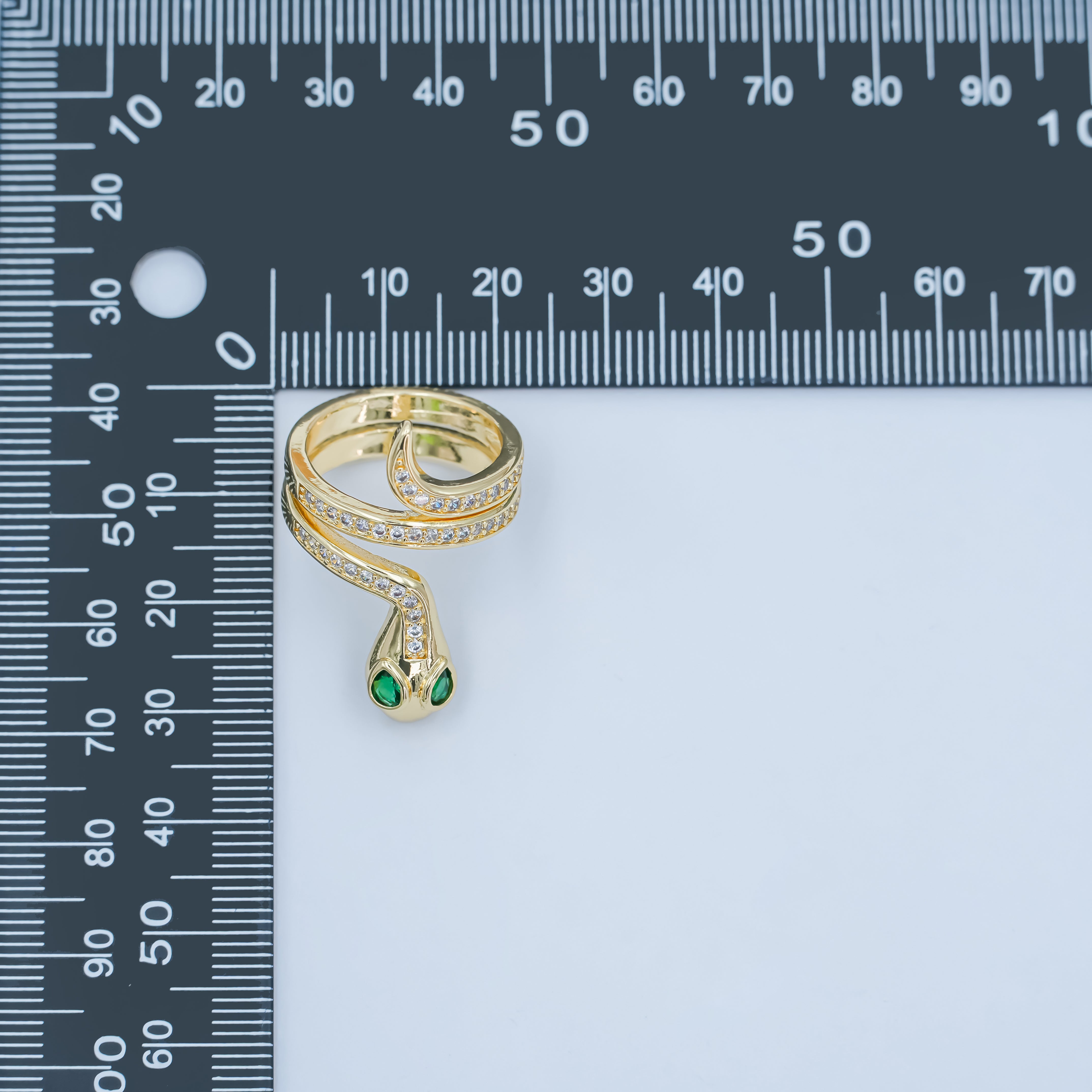 24K Gold Filled Micro Paved CZ Snake Serpent Multiple Band Ring | O851