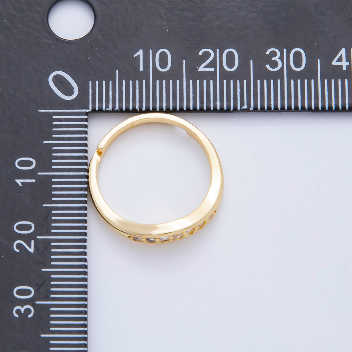 18K Gold Filled Clear Micro Paved CZ Adjustable Thin Band Ring | O02241