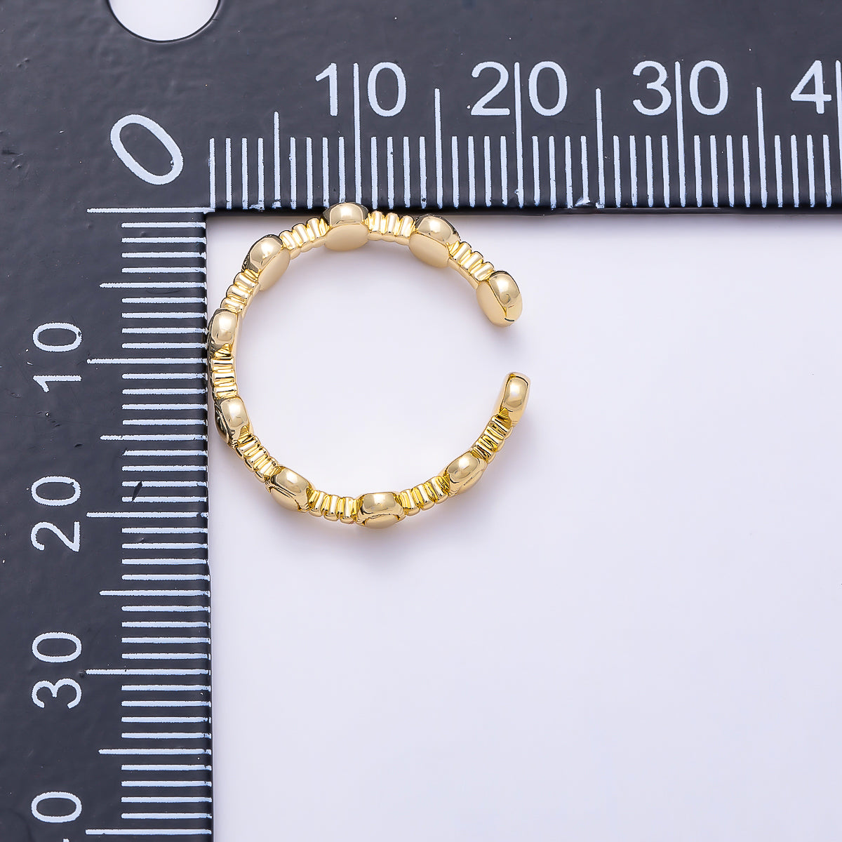 16K Gold Filled Oval Dotted Ribbed Geometric Minimalist Ring | Rings-00350