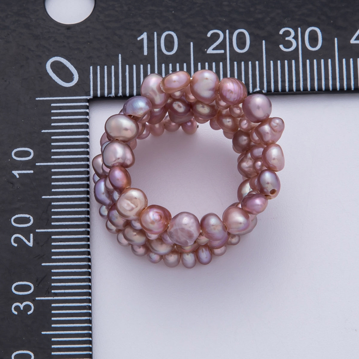 Handmade Pink White Natural Freshwater Seeds Pearls Wave Wrap Adjustable Ring | RINGS-00001