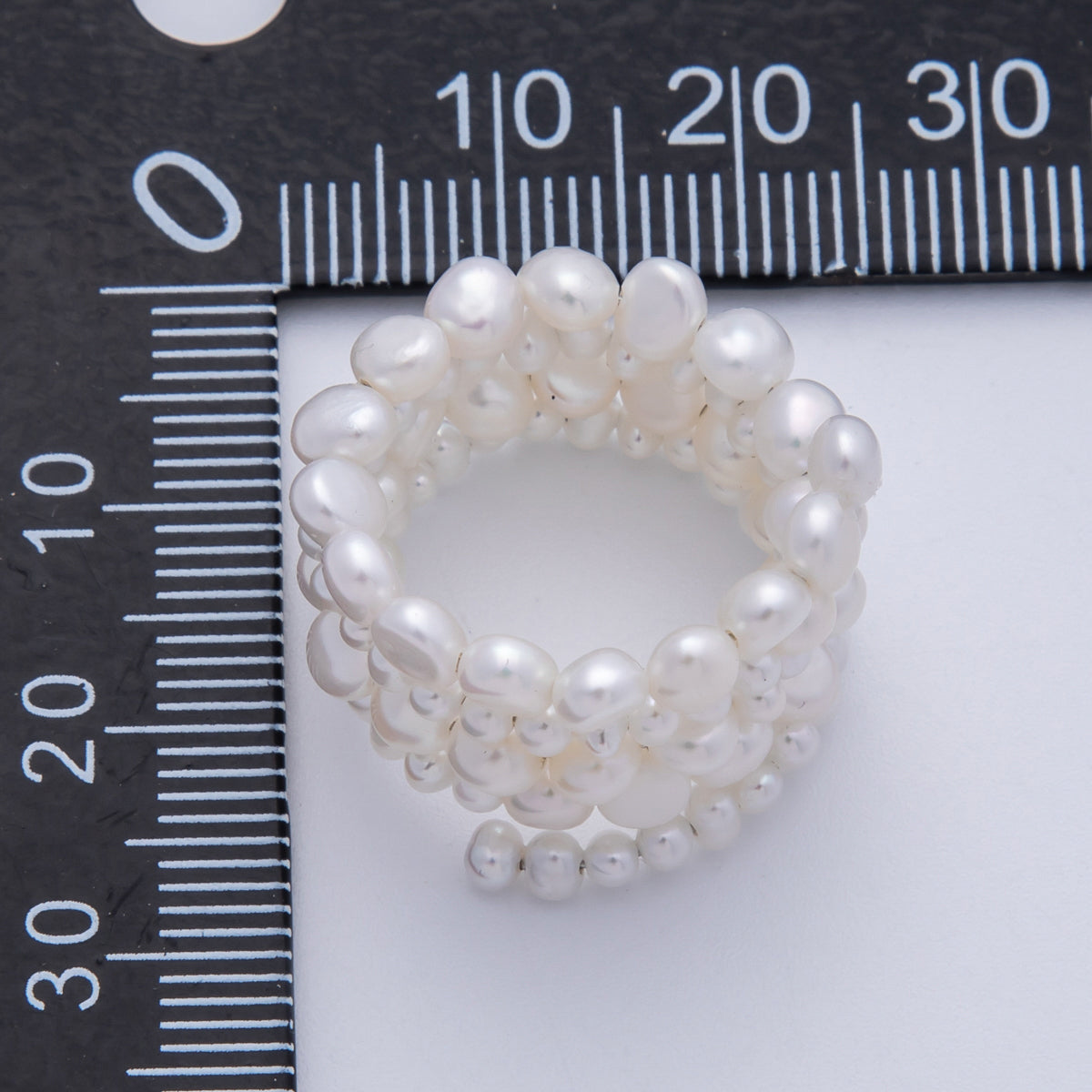 Handmade Pink White Natural Freshwater Seeds Pearls Wave Wrap Adjustable Ring | Rings-00001 Rings-00002