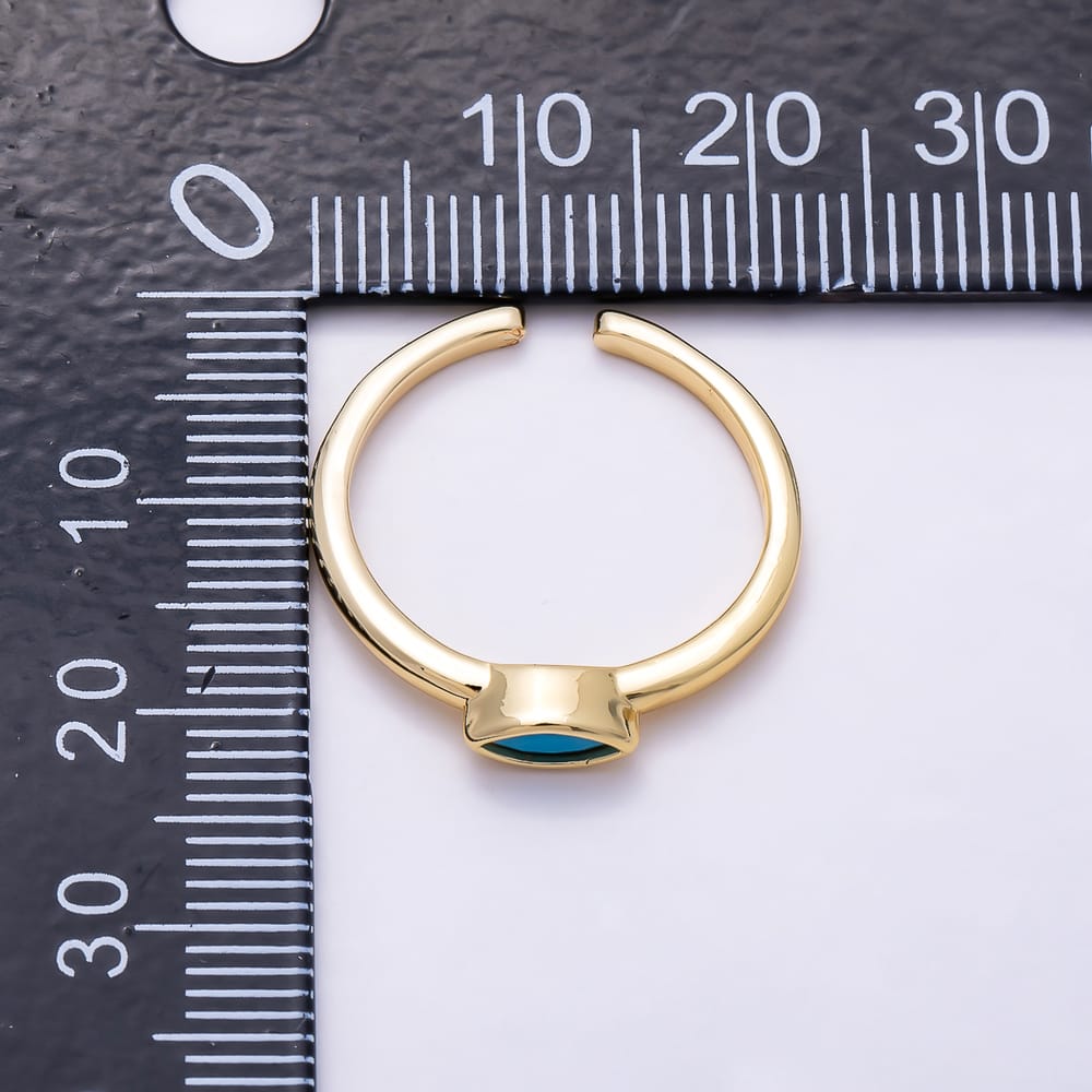 16K Gold Filled Turquoise Marquise CZ Solitaire Open Adjustable Ring | Rings-00395 - Rings-00396