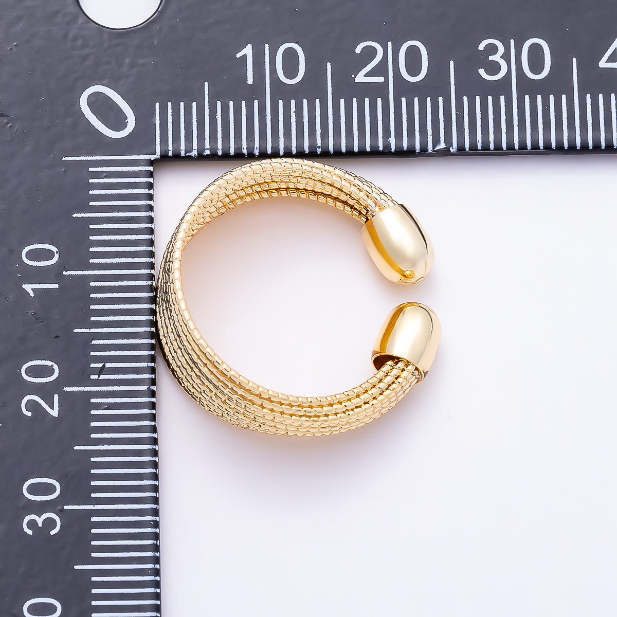 16K Gold Filled Multi-Strand Textured Cable Open Adjustable Ring | Rings-00407