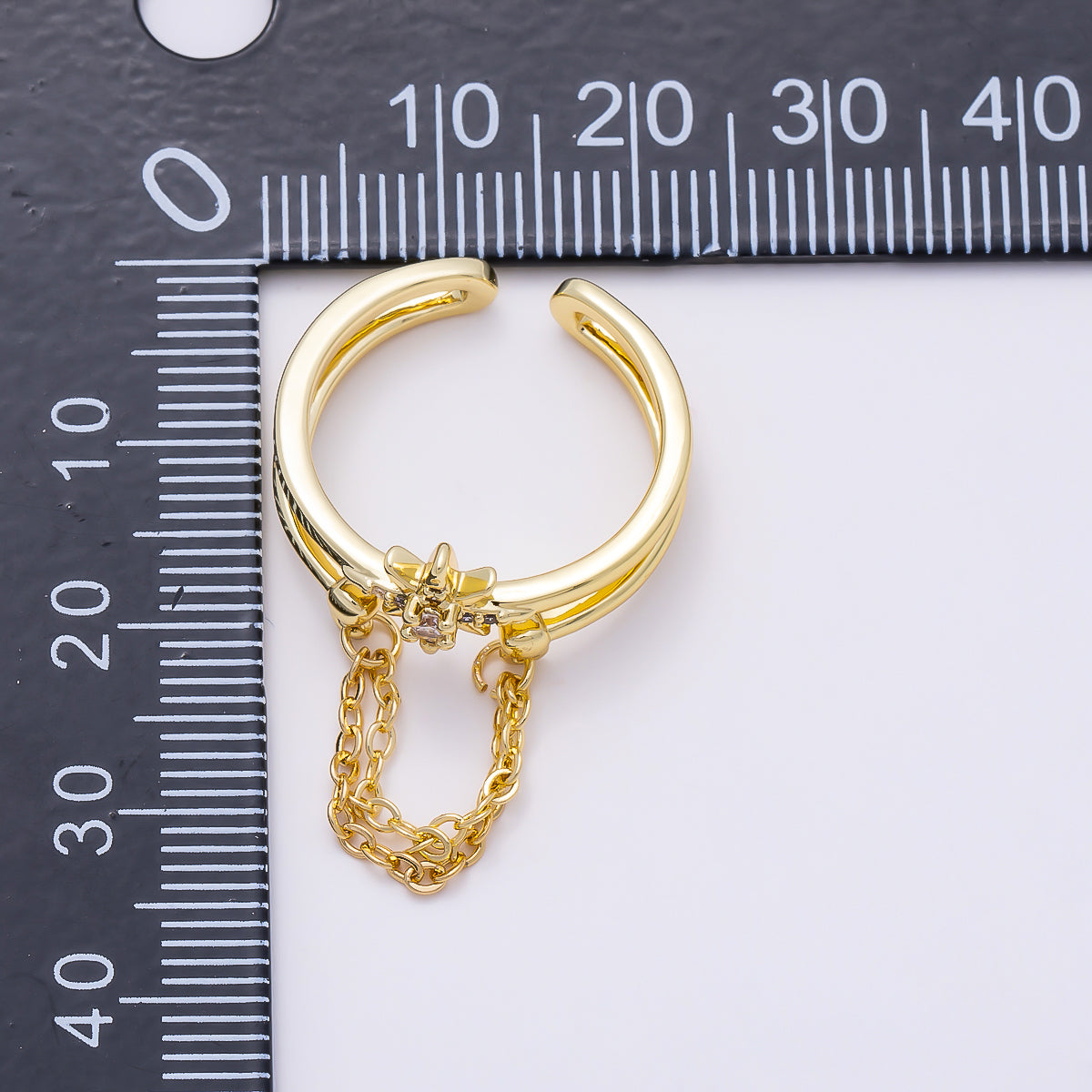 16K Gold Filled CZ Celestial North Star Cable Chain Drop Double Band Ring in Gold & Silver | Rings-00304 Rings-00305