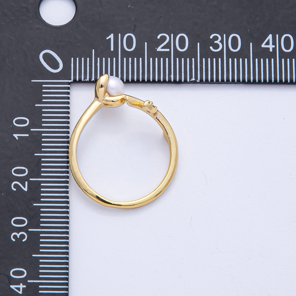 18K Gold Filled Shell Pearl Leaf Nature Ring | O800