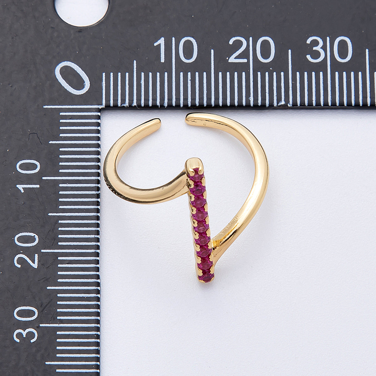 16K Gold Filled Fuchsia Micro Paved CZ Linear Lined Ring | Rings-00022